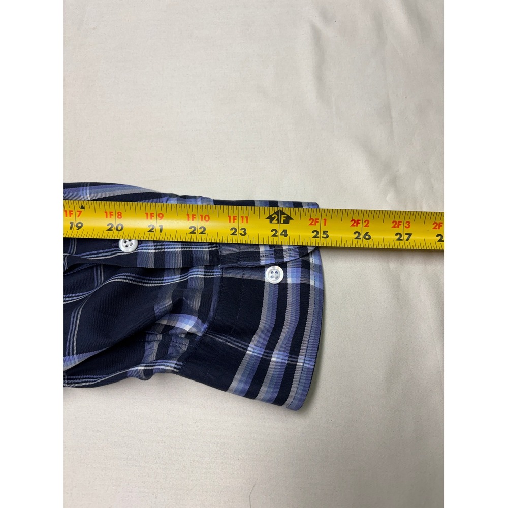Burberry London Mens XXL Navy Blue Plaid Button Down Shirt Made in USA Cotton - Picture 10 of 11